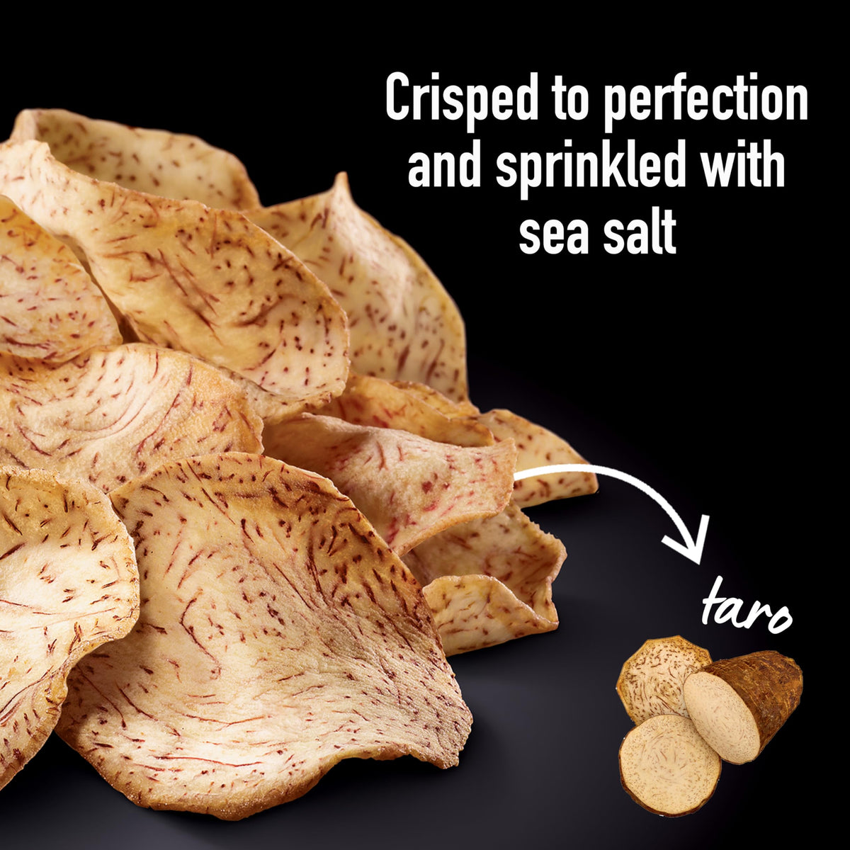 Purple taro chips close-up highlighting color and crisp texture.