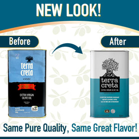 Terra Creta Estate olive oil tin with lot-number traceability from Kolymvari