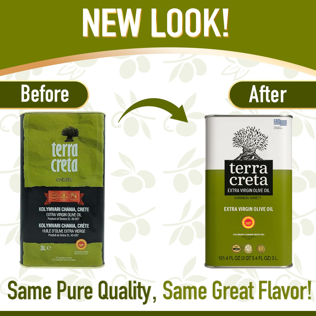 Terra Creta olive oil pours from a 3L tin, ideal for drizzling.
