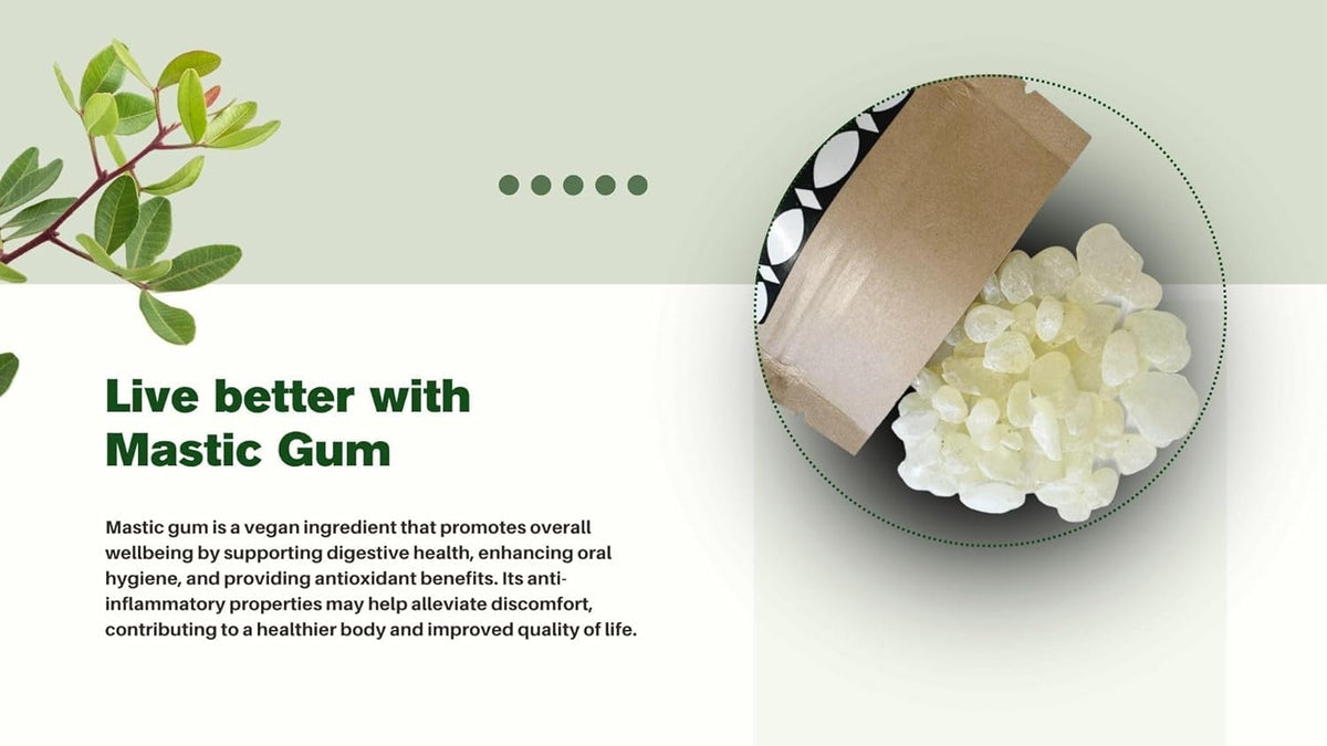 Terra Greek Chios Mastiha Tears Gum on shelf, traditional sourcing from Chios