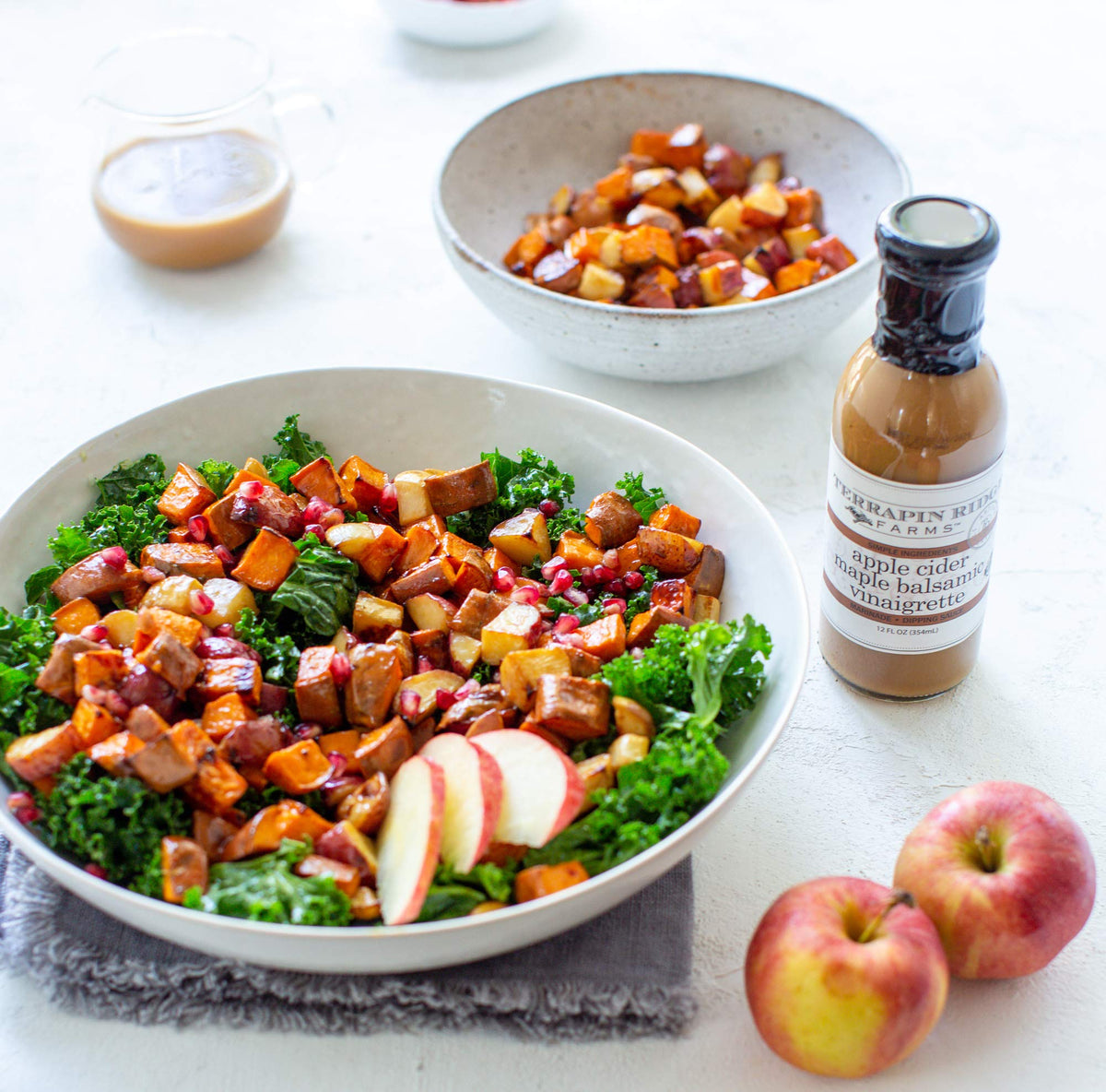 Terrapin Ridge balsamic vinaigrette being poured, perfect for greens.