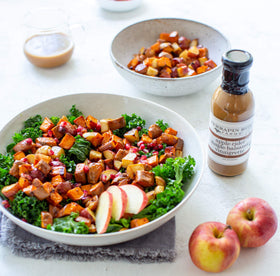 Terrapin Ridge balsamic vinaigrette being poured, perfect for greens.