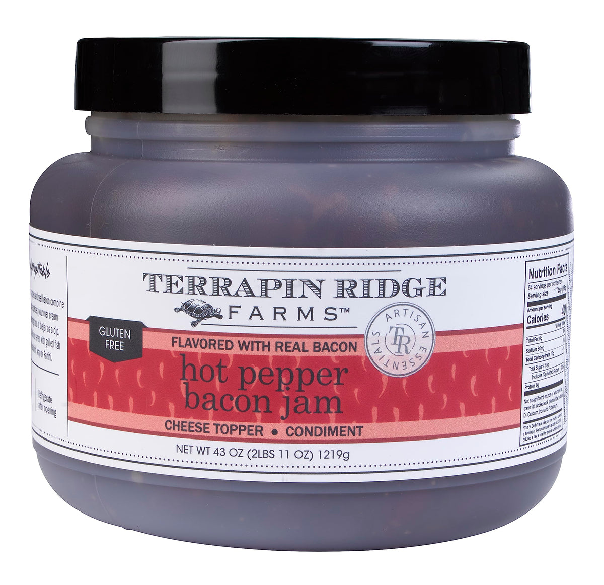 Terrapin Ridge Hot Pepper Bacon Jam bottle front view highlighting bold flavor for charcuterie