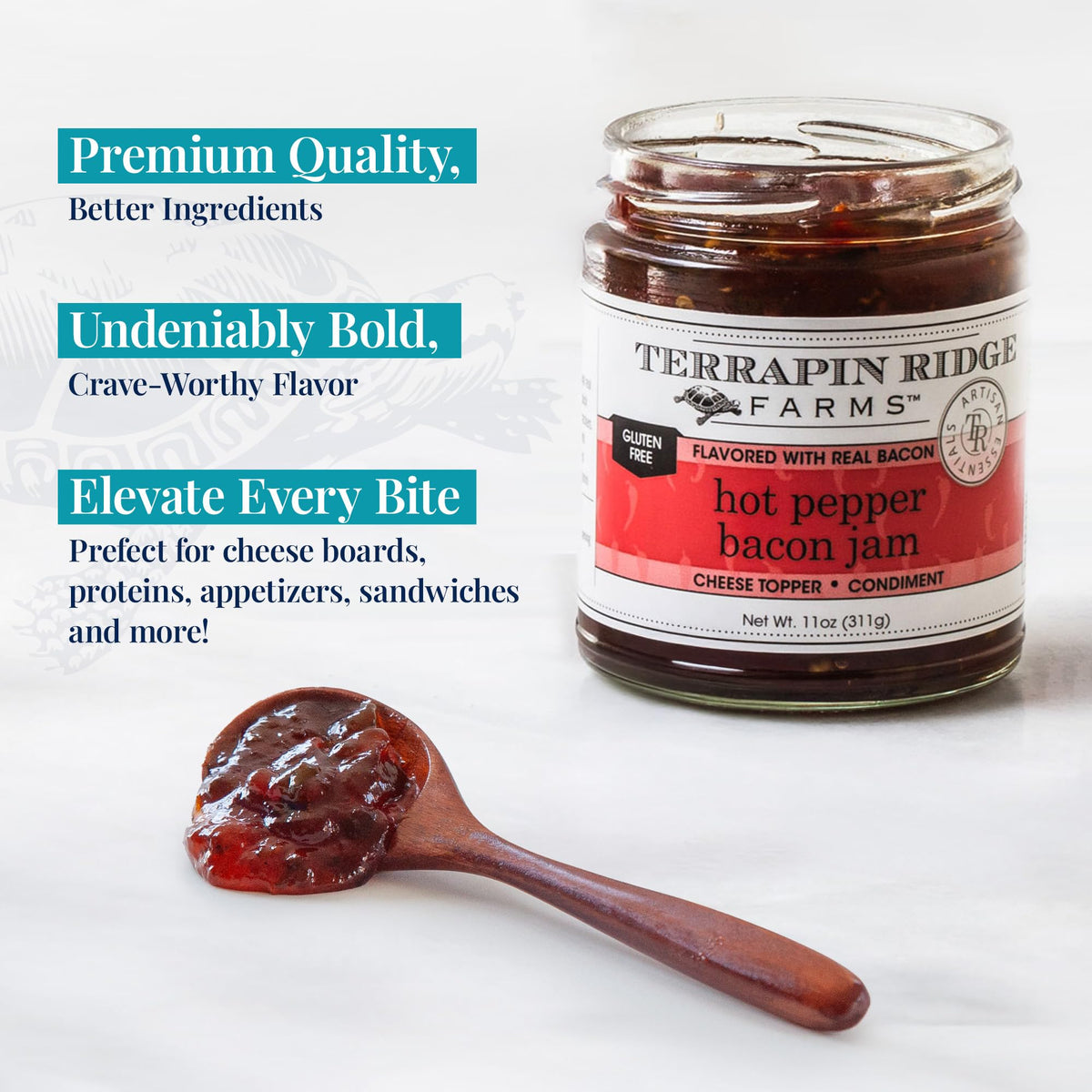 Terrapin Ridge jam atop cream cheese for a creamy crowd pleasing appetizer