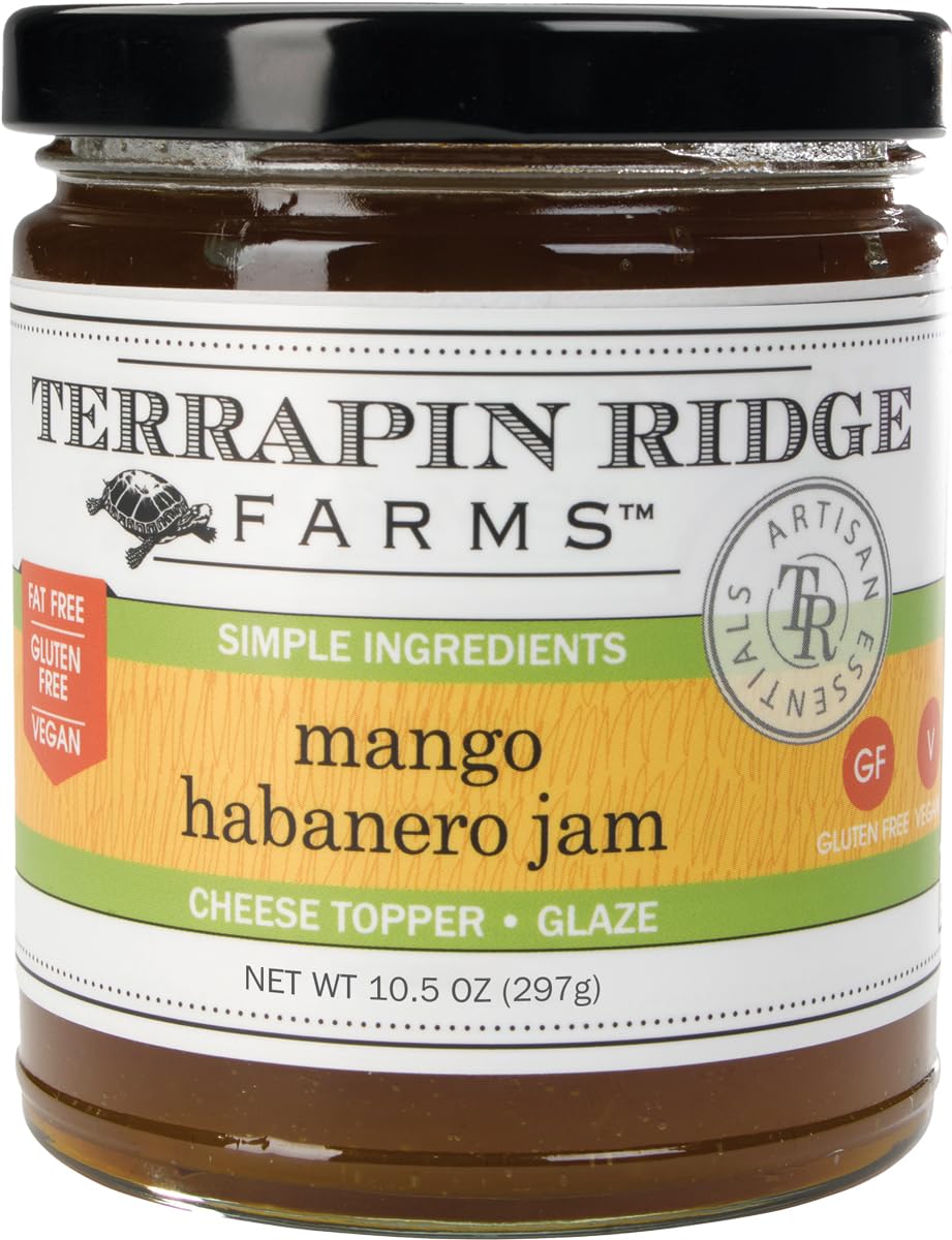 Terrapin Ridge Mango Habanero Gourmet Jam jar with bold sweet-heat flavor.