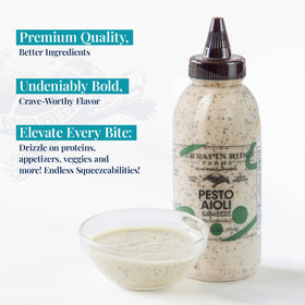 Terrapin Ridge Pesto Aioli dish-serve glossy sauce ready for dipping vegetables