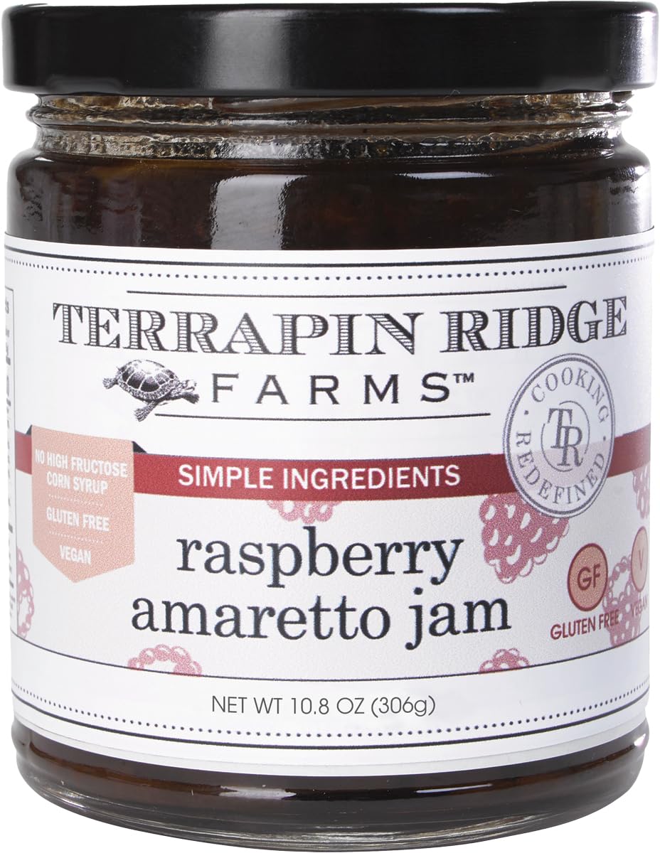 Terrapin Ridge Raspberry Amaretto Jam jar with almond-vanilla notes elevates breakfast