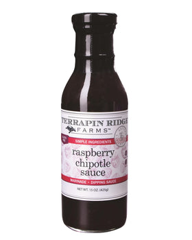Terrapin Ridge Raspberry Chipotle Sauce bottle, smoky-sweet flavor ideal for appetizers