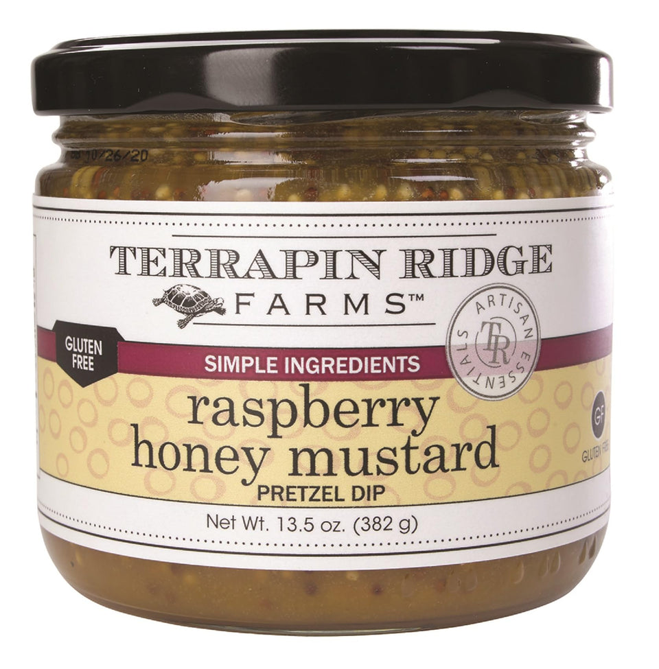 Terrapin Ridge Raspberry Honey Mustard Dip jar—versatile sauce for meats and cheeses.