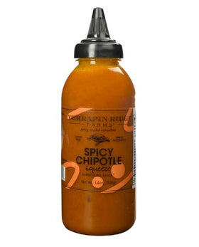 Terrapin Ridge Spicy Chipotle Garnishing Sauce bottle adds smoky depth to meals.