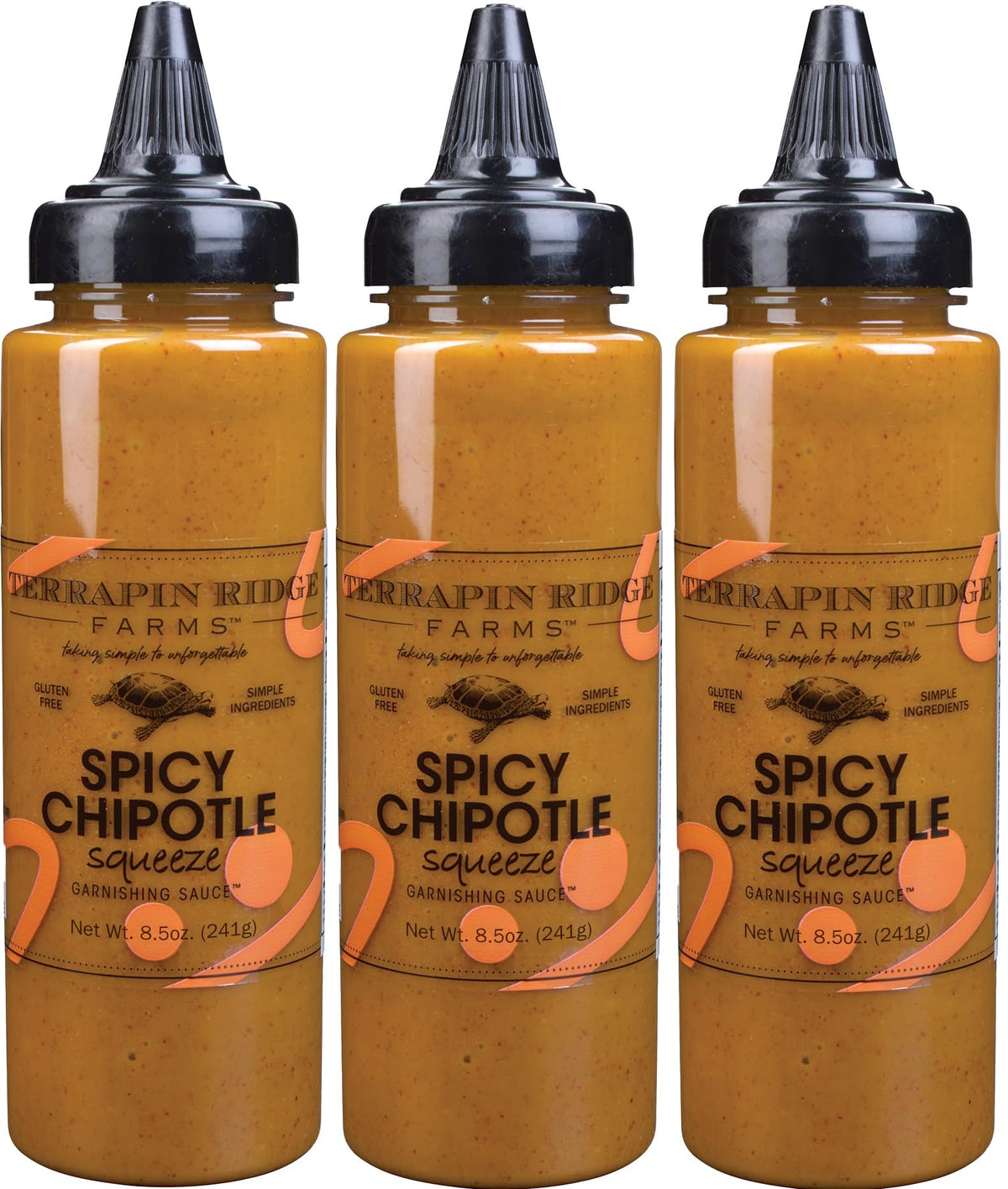 Terrapin Ridge Spicy Chipotle Garnishing Sauce bottle showcases bold flavor for tacos.