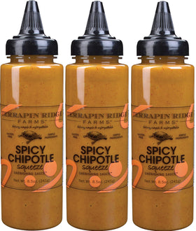 Terrapin Ridge Spicy Chipotle Garnishing Sauce bottle showcases bold flavor for tacos.