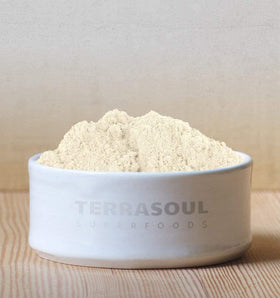 Terrasoul almond flour storage scene highlighting pantry-friendly packaging.