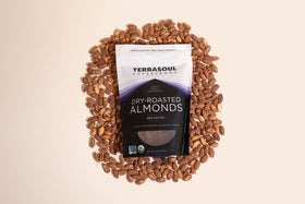Terrasoul Almonds organic dry-roasted salted, pantry staple for mindful snacking.