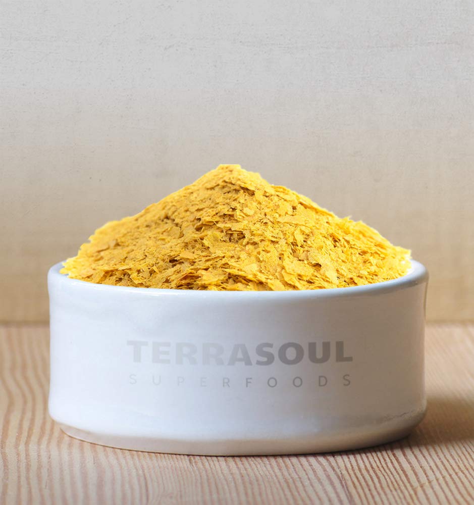 Terrasoul B12 and folic acid enriched yeast flakes close-up for fortified flavor