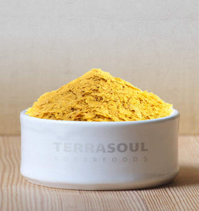 Terrasoul B12 and folic acid enriched yeast flakes close-up for fortified flavor