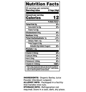 Terrasoul Barley Grass Juice Powder dissolved in water, quick fresh juice option