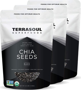Terrasoul Black Chia Seeds bulk pack ready for smoothies and puddings.