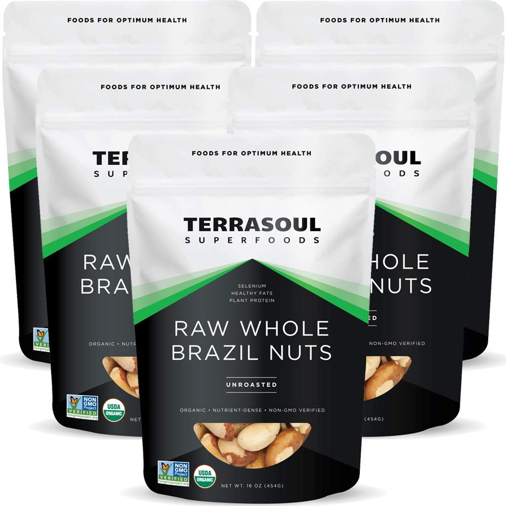 Terrasoul Brazil nuts front view in bulk bag; a raw, unsalted snack option.