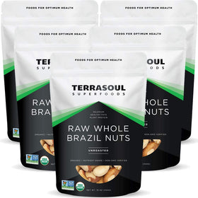 Terrasoul Brazil nuts front view in bulk bag; a raw, unsalted snack option.