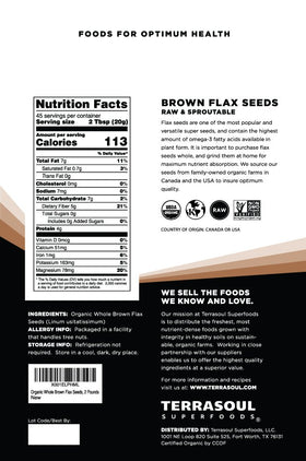 Terrasoul Brown Flax Seeds close-up texture, perfect for baking and smoothies.