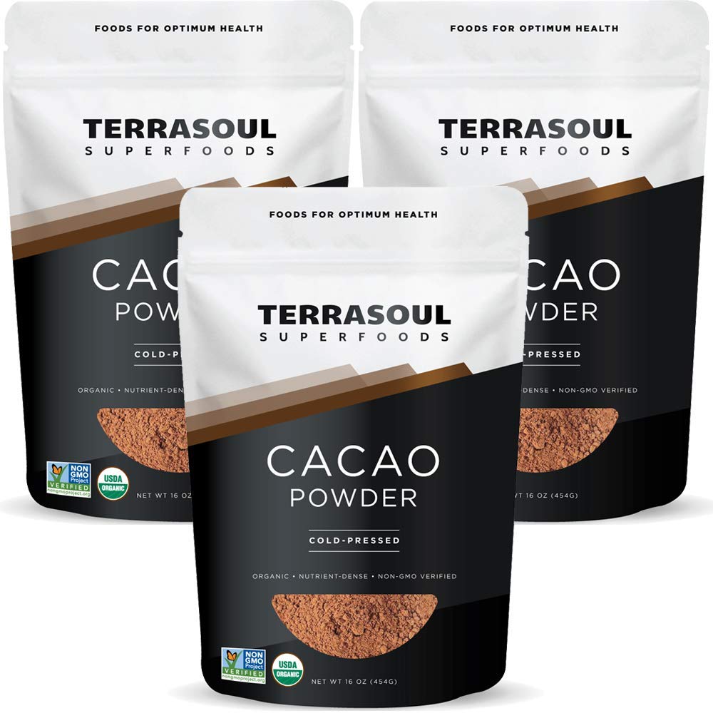 Terrasoul cacao powder 3lbs pack shown, versatile vegan baking ingredient