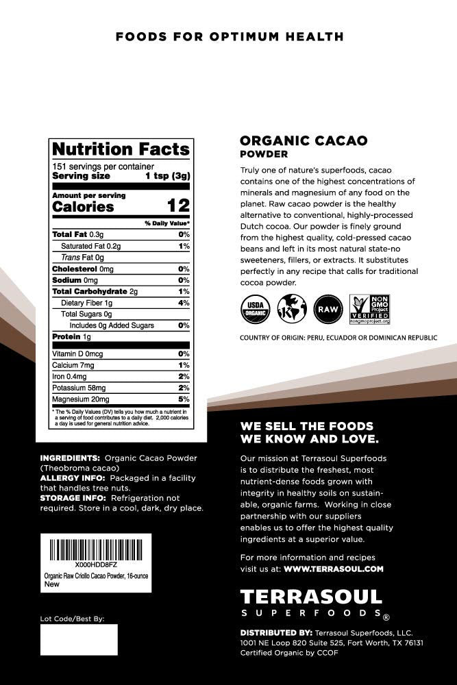 Terrasoul cacao powder aroma steam showcases a rich chocolate scent