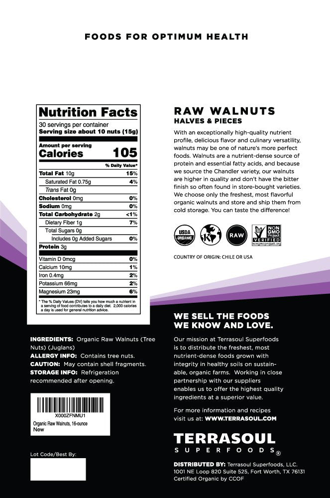 Terrasoul Chandler walnuts light color halves ideal for snacking