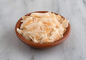 Terrasoul coconut chips packaging on a kitchen shelf ready for snacking.