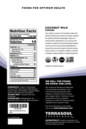 Terrasoul coconut milk powder coffee pour demonstrates creamy latte enhancer