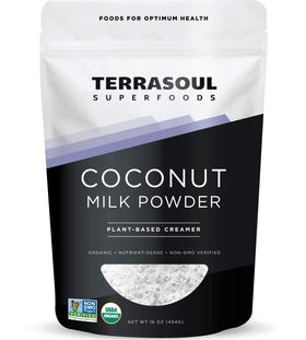 Terrasoul coconut milk powder front-pack shows organic, dairy-free creamer option
