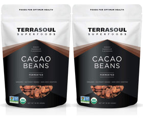 Terrasoul organic Criollo cacao beans 2 lb pack for smoothies and baking.