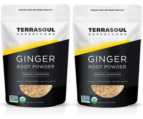 Terrasoul Ginger Powder 2 lb packaging shows brand label and fresh organic product.
