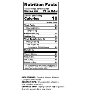 Terrasoul Ginger Powder lab-tested label communicates quality and safety.