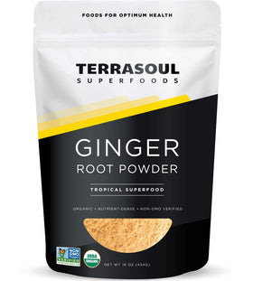 Terrasoul Ginger Powder packaging for easy pantry storage and convenient use.