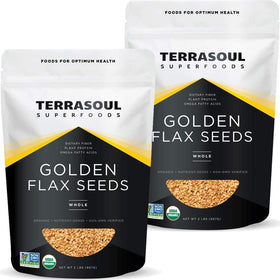 Terrasoul Golden Flax Seeds 2-pack packaging, convenient pantry storage.