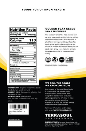 Terrasoul Golden Flax Seeds raw seeds with nutty aroma for breakfasts.