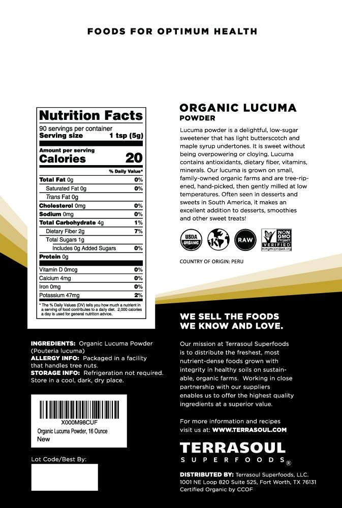 Terrasoul Lucuma powder closeup texture showing fine, natural sweetness.