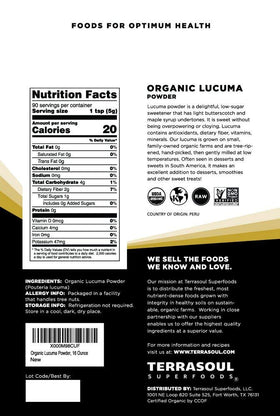 Terrasoul Lucuma powder closeup texture showing fine, natural sweetness.