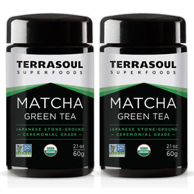 Terrasoul ceremonial-grade matcha in Miron jar for freshness and ritual whisking