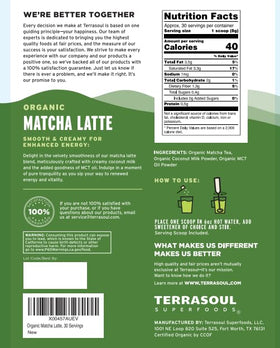 Terrasoul Matcha Latte dry powder, ideal for versatile drinks