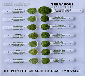 Bright green Terrasoul matcha powder ideal for daily ritual beverages