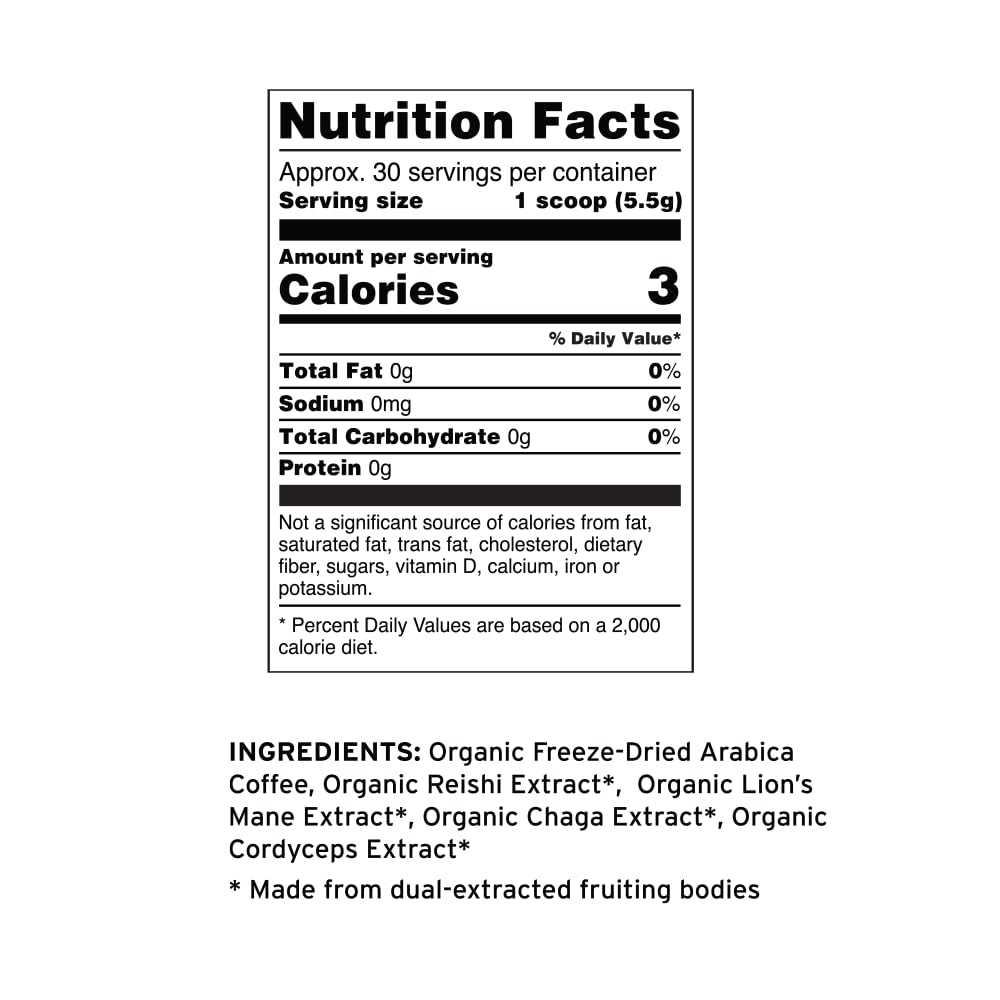 Terrasoul Organic Instant Coffee label closeup highlights fair-trade Arabica goodness.