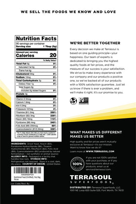 Terrasoul fortified yeast flakes close-up highlighting B vitamins fortification for meals