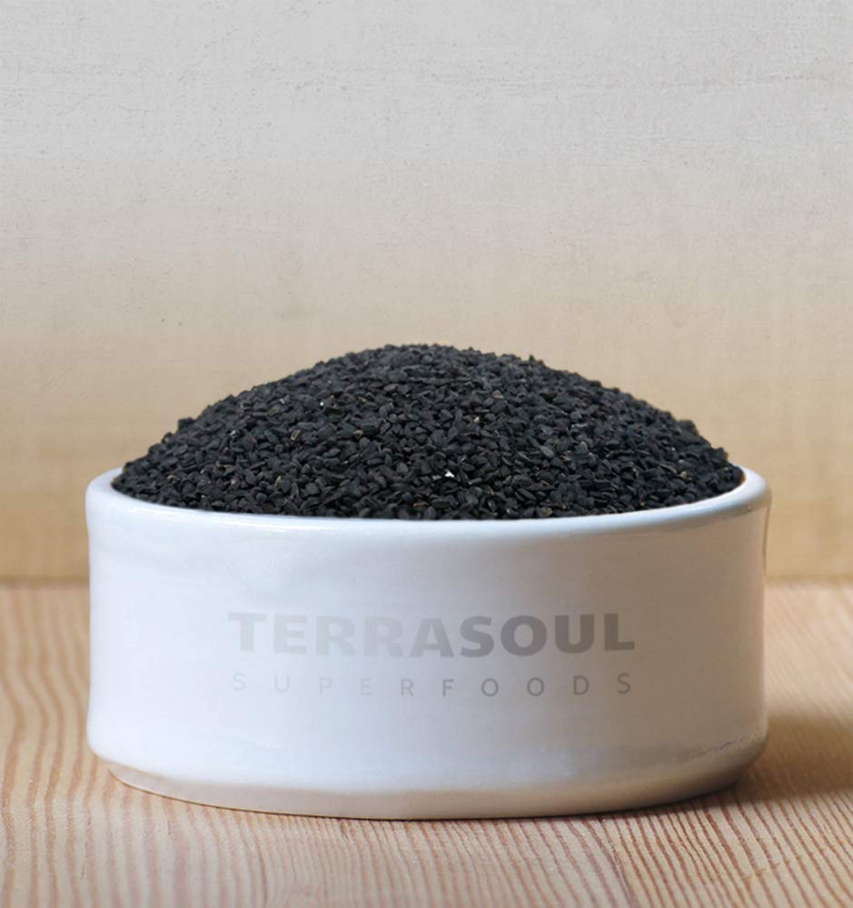 Terrasoul Organic Black Cumin Seeds bag label for pantry storage and freshness