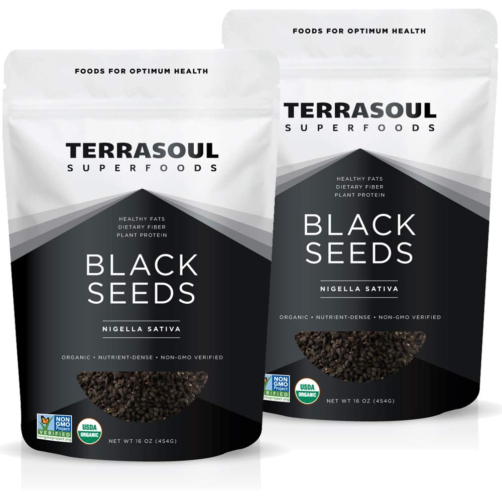 Terrasoul Organic Black Cumin Seeds packaging front, ideal pantry spice