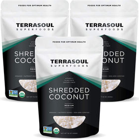 Terrasoul Organic Coconut Flakes 3lbs pack unsweetened, ideal for baking and toppings.