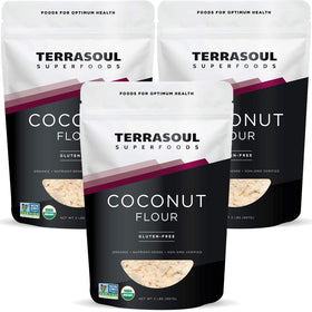 Terrasoul Organic Coconut Flour packaging shows premium organic ingredients for gluten-free baking