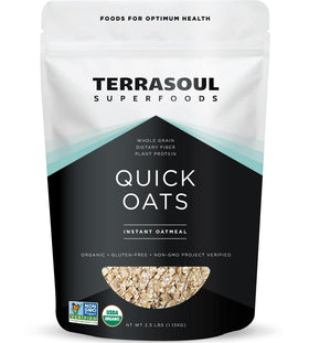 Terrasoul Organic Instant Quick Oats in a bowl for a wholesome, energizing breakfast.