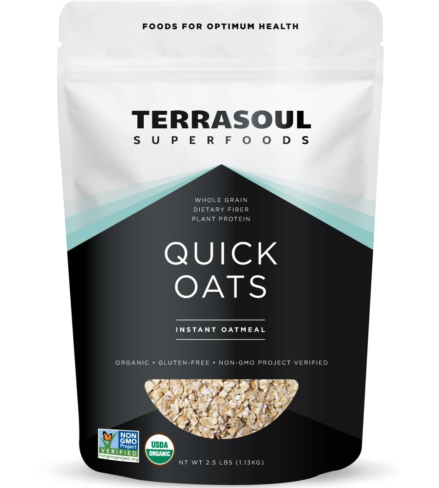 Terrasoul Organic Instant Quick Oats in a bowl for a wholesome, energizing breakfast.